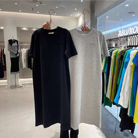 【2026春季新品】新品棉 个性圆领假口袋中长款过膝恤连衣裙女