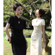 新中式改良旗袍裙2024夏季新款高端显瘦气质名缓绝美中国风连衣裙