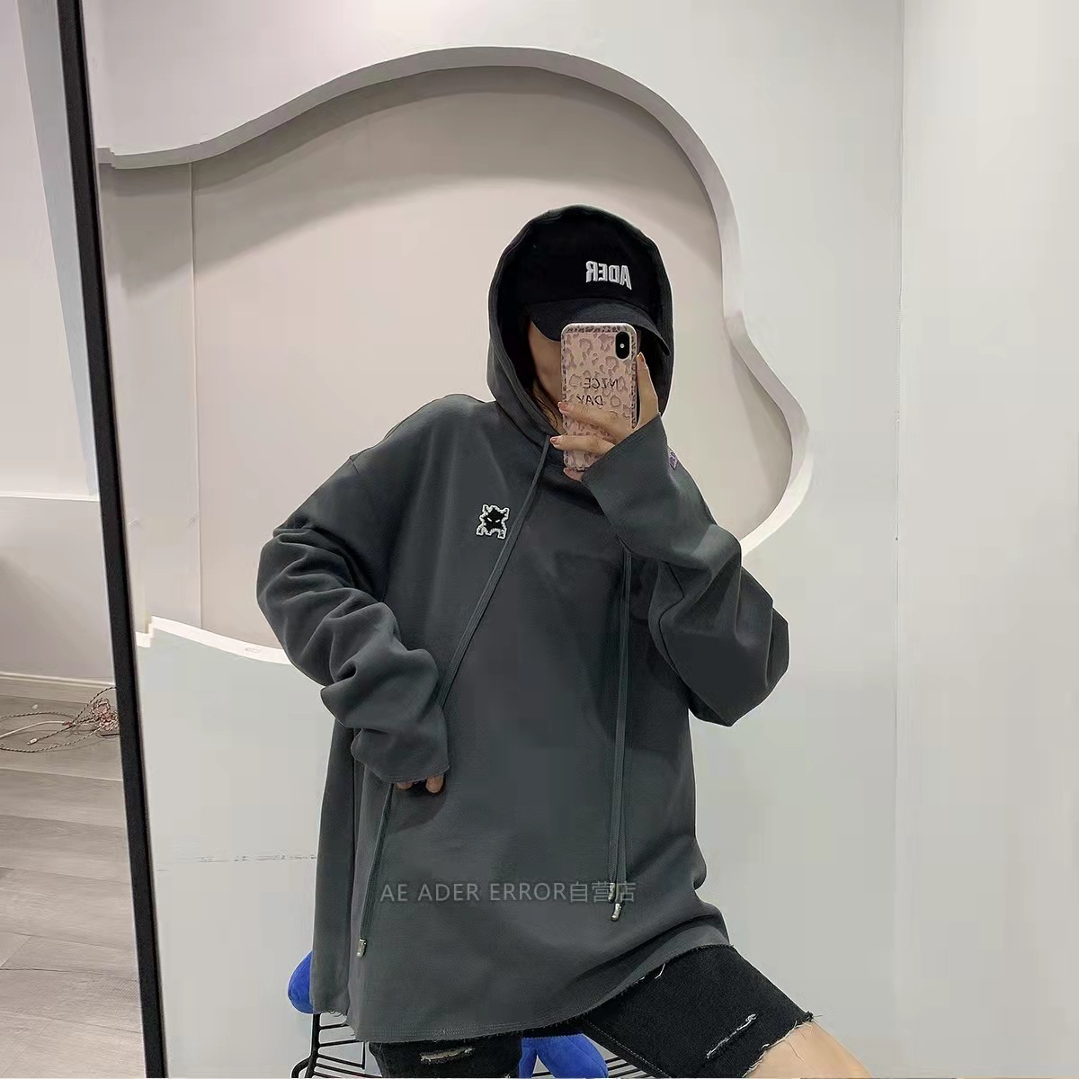 ader卫衣秋季韩版连帽上衣 小怪兽刺绣长袖男女情侣宽松卫衣ins