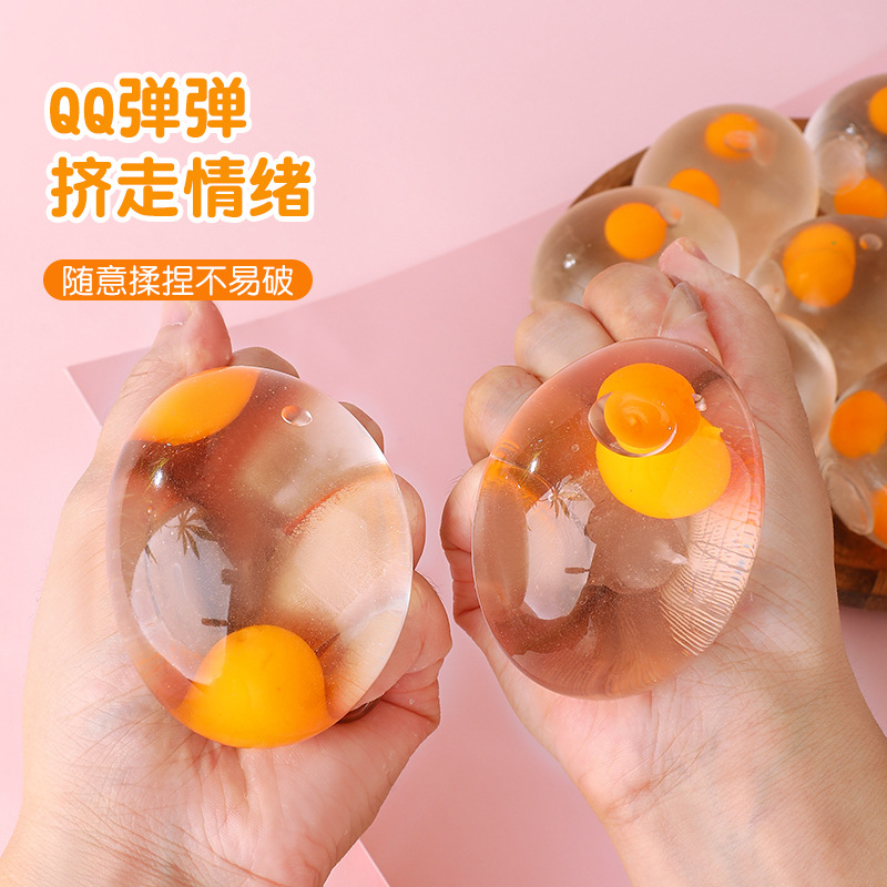 Transparent Simulation Egg New Transparent Simulation Egg Decompression Compressable Musical Toy Decompression Double-Yolked Egg Vent Primary School