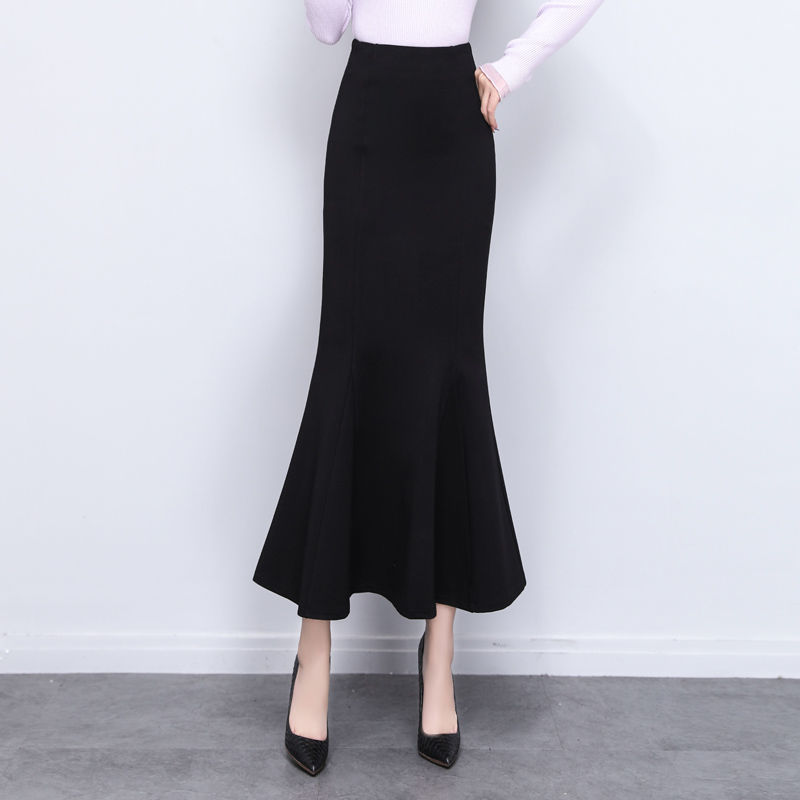 春夏季气质新款高腰中长显瘦名媛裙子包臀鱼尾裙长裙半身裙代发