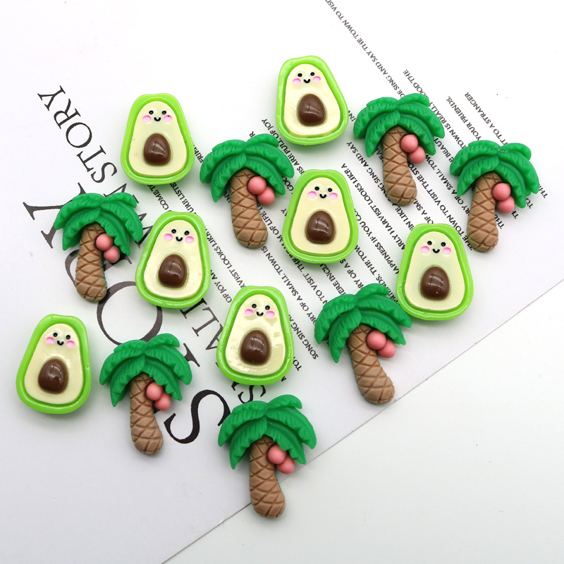 Creative DIY Cream Glue Coconut Tree Avocado Resin Accessories Phone Case Headdress Barrettes Material Package