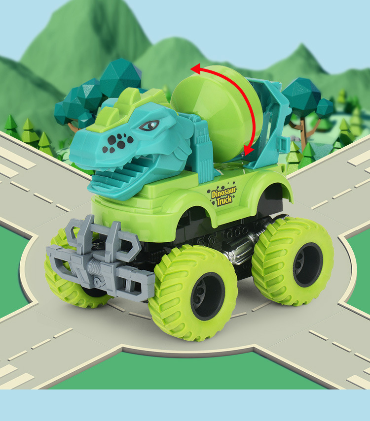 儿童恐龙惯性车建筑工程车撞击变形男孩玩具耐摔1-3岁宝宝玩具车