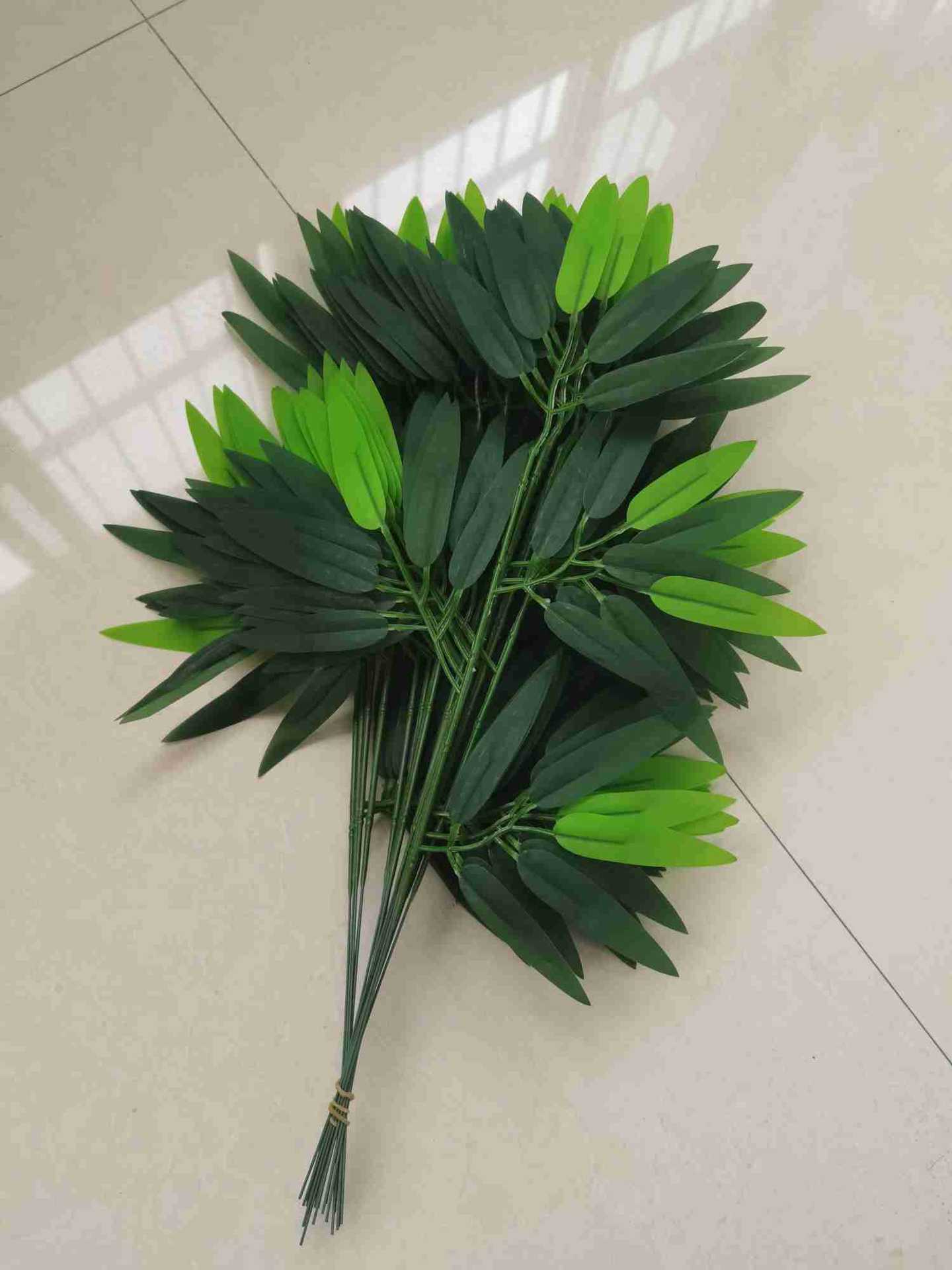 过胶竹叶20叶深浅绿双色无纹路假竹子插竹叶舞蹈道具4s店装饰竹排