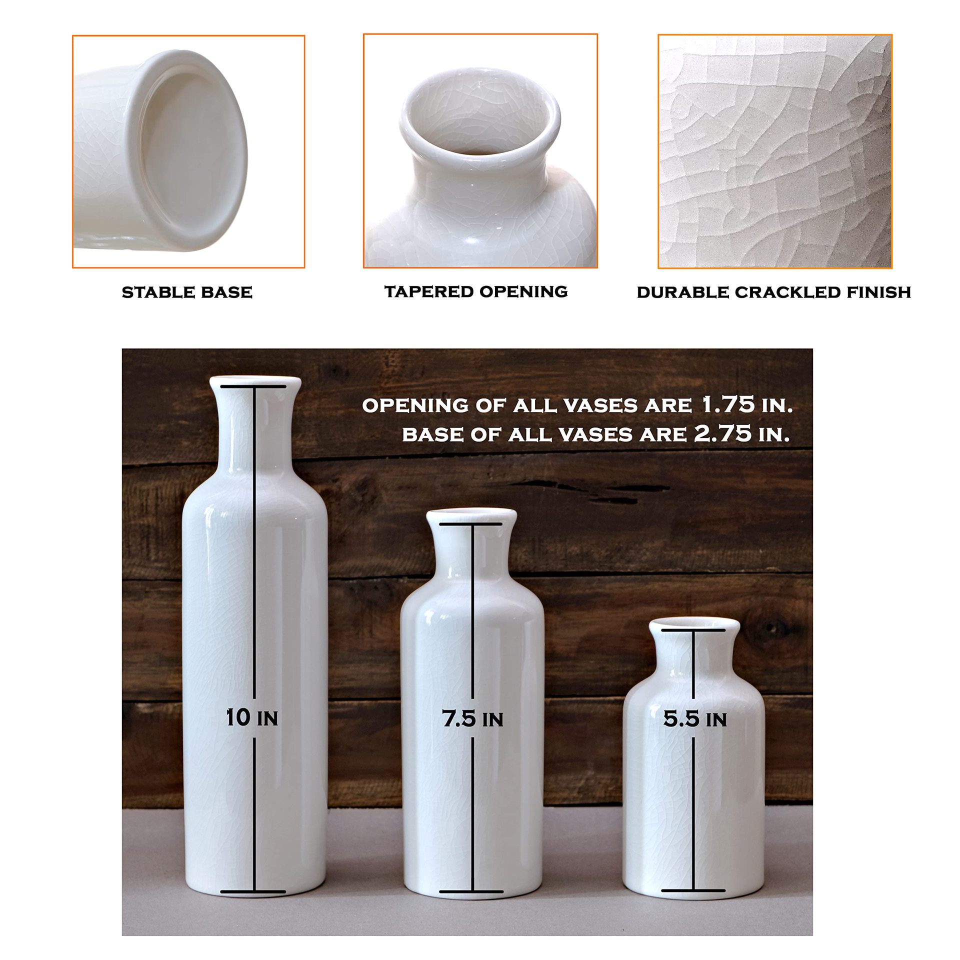 Amazon Simple European Ceramic Vase Home Decoration White Decorative Crafts Vase Three-Piece Set