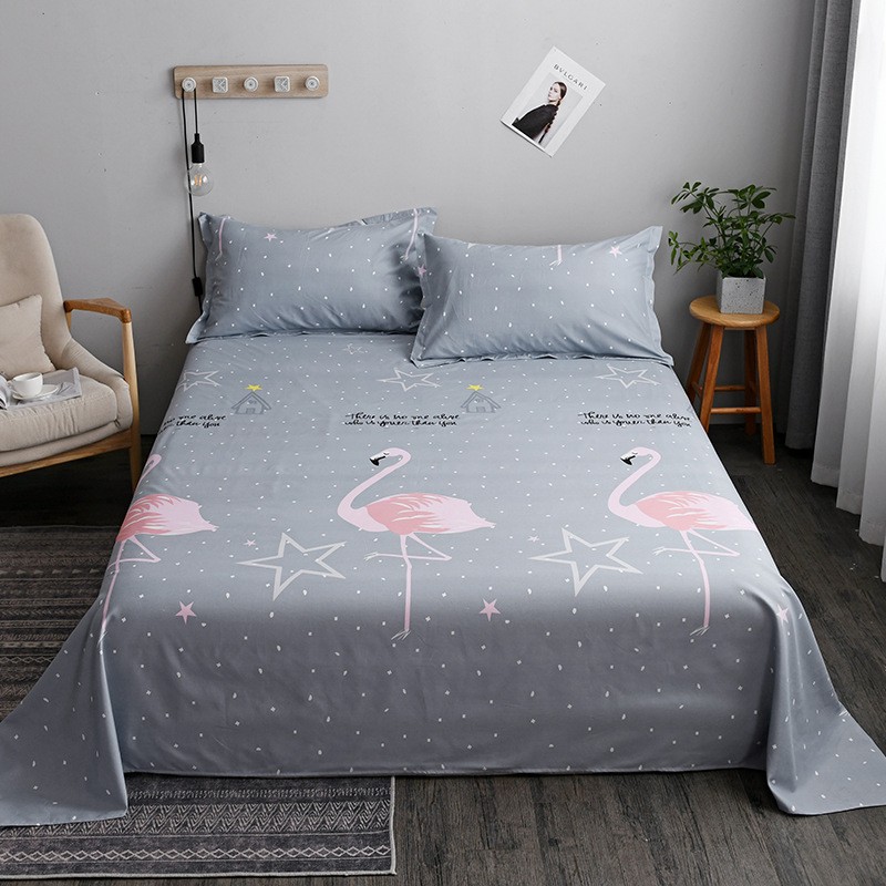 Bed Sheet One-Piece Student Dormitory Single Summer Ins Style Girl 1.2 M1.5 M Double Cartoon Washed Cotton Quilt Sheet