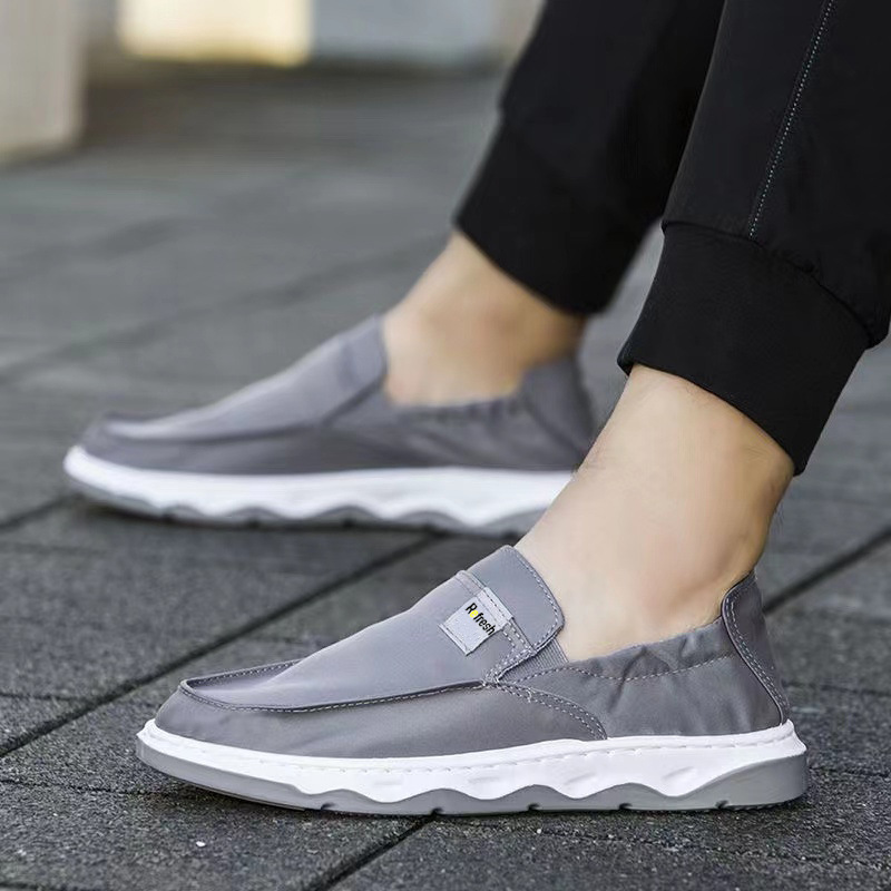 鞋子男2024新款男网红休闲帆布鞋低帮一脚蹬软底防滑韩版百搭男鞋