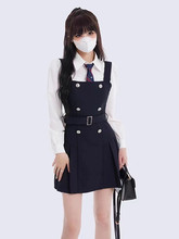 学院风套装女春季韩剧显高减龄收腰小西装学生背带裙两件套JK制服