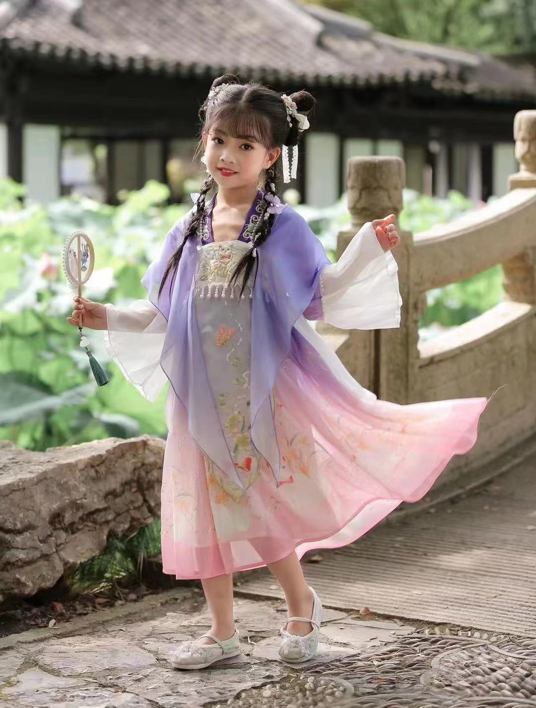 汉服女童夏装古装超仙襦裙宝宝周岁礼服连衣裙白雪春秋儿童汉服女