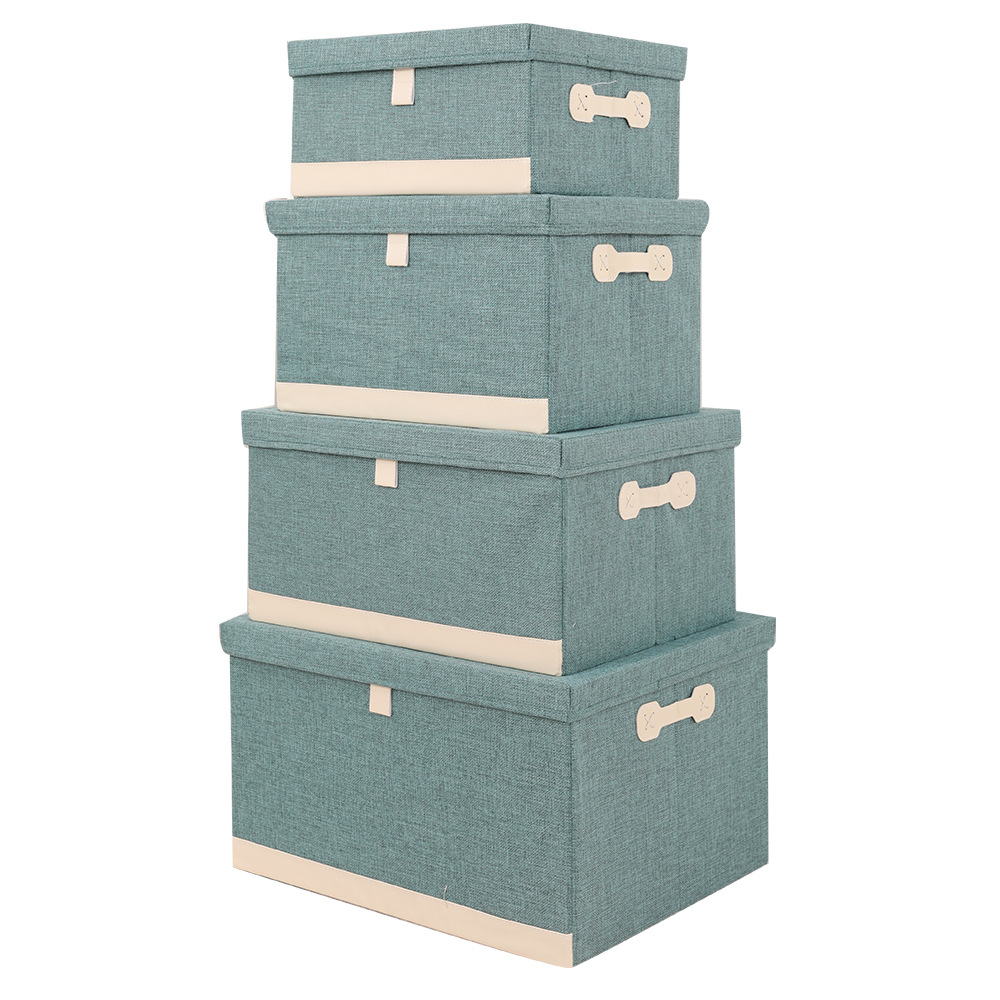 New Manufacturer Leather Stitching Cotton and Linen Tiandigai Storage Box Foldable Wardrobe Storage Multifunctional Storage Box