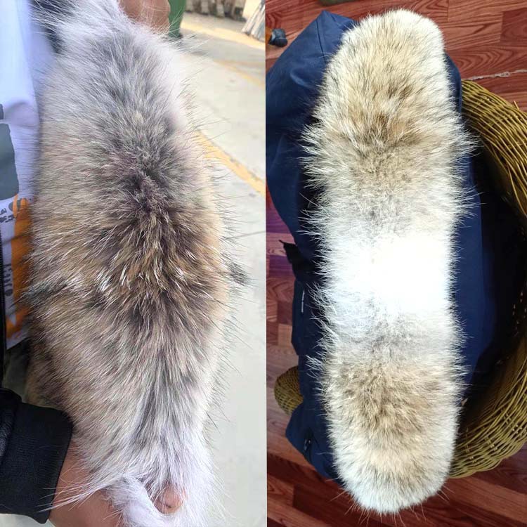 批发定制仿真狼毛领鹅款羽绒服毛领皮草西部青狼毛领子仿狼毛条