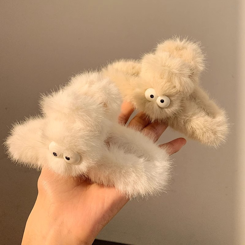 Ugly and Cute Cute Big Eyes Plush Grip Women's Back Head Hairy Hair Clips Hairpin Shark Clip Large Hair Accessories Autumn and Winter