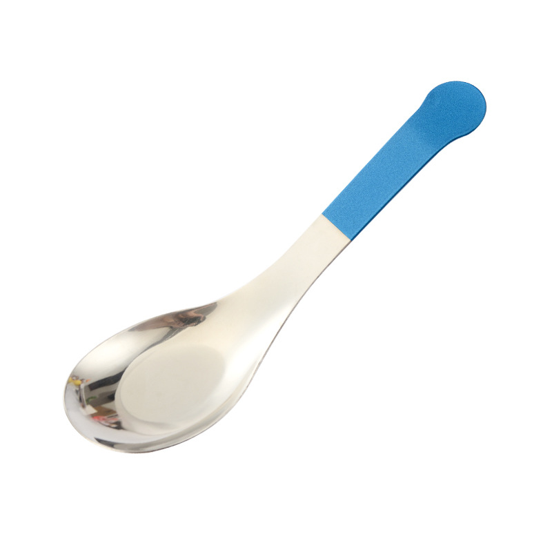 Stainless Steel Spoon Baby Eating Spoon Flat-Bottom Spoon Restaurant Home Tableware Spoon Children's Spoon Dessert Spoon Wholesale