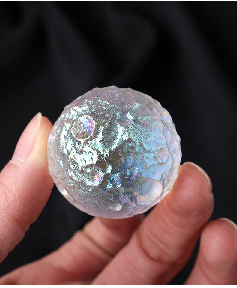 天然水晶电镀月球陨石模型科普矿石标本原石摆件手工抛光把玩装饰