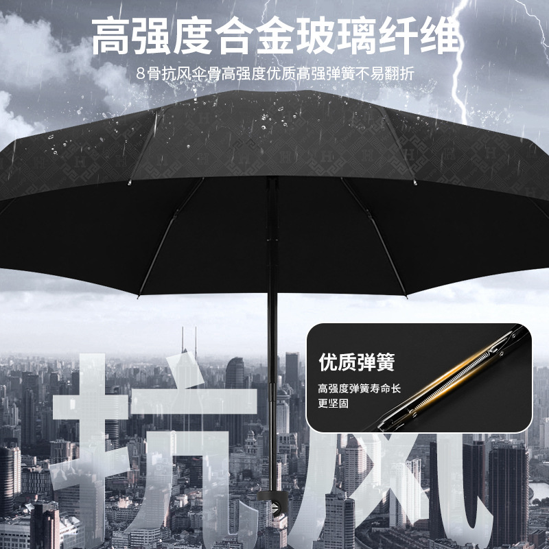 New All-Weather Umbrella Vinyl Sun Protective Umbrella Automatic Simple Hong Kong Style Retro High-Grade Niche All-Weather Umbrella Ins