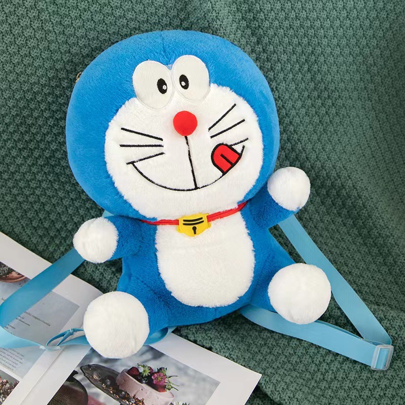 跨境哆啦a梦公仔双肩包叮当猫毛绒玩具百搭蓝胖子玩偶小额批发