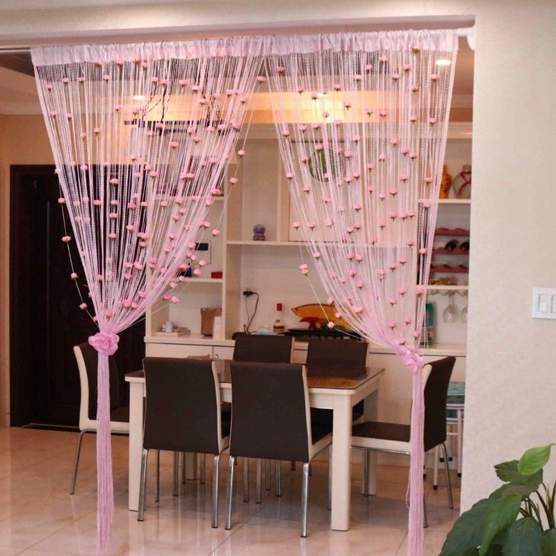 Korean-Style Silver Rose Encryption Curtain Line Door Curtain Partition Hallway Curtain Bed Curtain Wedding Tassel Decorative Curtain