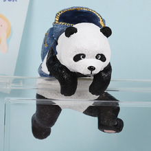 可爱背包熊猫树脂工艺品挂件鱼缸造景网红趴缸熊猫水族箱装饰道具