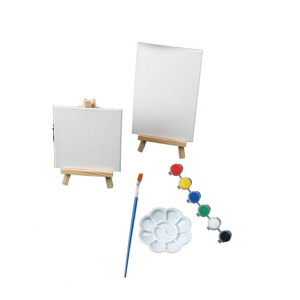 10*10 Canvas Board Children's Mini Diy Graffiti 3mm Thin with Paint Easel Brush Oil Painting Board Set