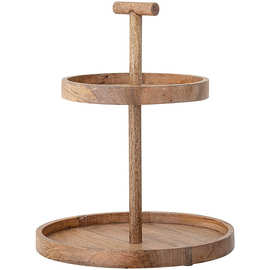 曹县厂家托盘木质点心旋转展示架架蛋糕甜品外贸双层托盘带把手