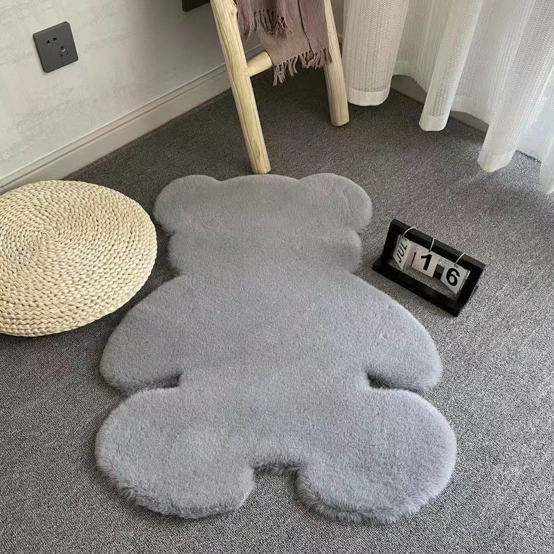 Cute Bear Carpet Plush Decoration Carpet Bedroom Transformation Girl Heart Ins Internet Celebrity Children's Room Bedside Mats