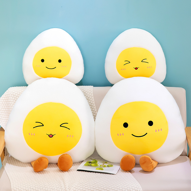 外贸可爱荷包蛋抱枕毛绒玩具娃娃鸡蛋公仔陪睡女生床上创意玩偶批