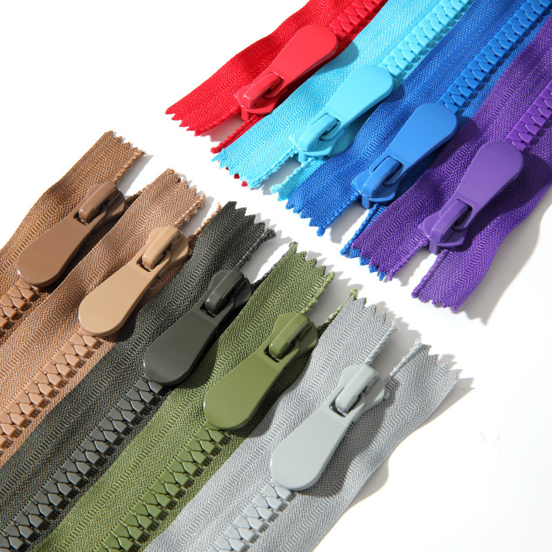 8号三角牙树脂拉链单开闭尾羽绒服拉锁外套口袋背包拉链配件批发