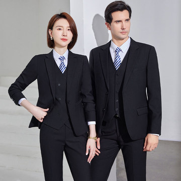 4s店汽车销售工作服男女同款秋冬季新款黑色西装套装高档职业西服
