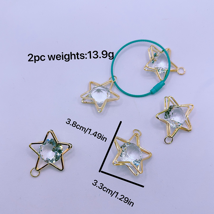 Handmade Diy Ornament Clothing Accessories Five-Pointed Star Glass Drill Bag Diamond Hanging Piece Pendant Accessories Keychain Parts