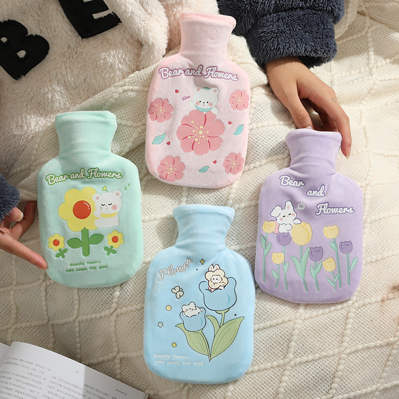 Cartoon Plush Irrigation Hot Water Bag Wholesale Student Portable Water Injection Hot Water Bottle Girls Warm Belly Compress Hand Warmer