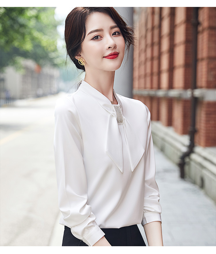 雪纺衬衫女长袖春秋新款时尚气质职业西服打底衫面试正装衬衣上衣