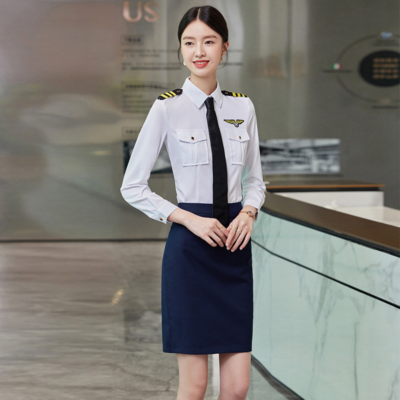 2023高铁乘务员工作服职业马甲长袖衬衫套装ktv工服空乘空姐制服