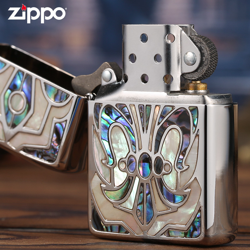 zippo美国正版防风煤油打火机 万有引力克罗心双面彩贝盔甲镜面