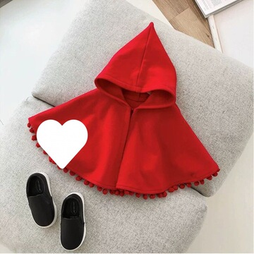 婴儿斗篷a类女童洋气披肩儿童外出红连帽宝宝亲子网红圣诞披风