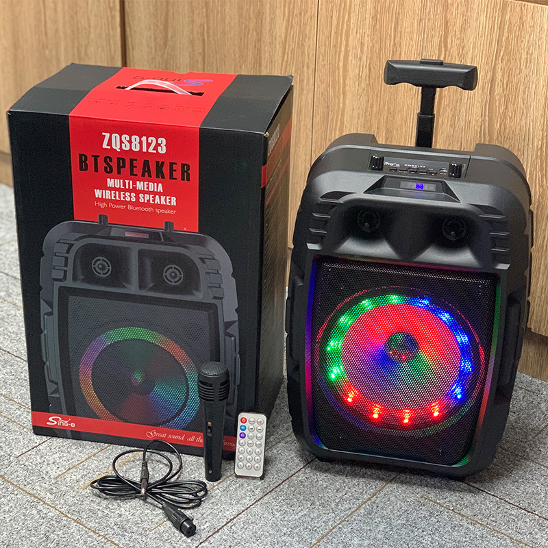 新款拉杆广场舞音箱无线蓝牙低音炮便携式户外唱歌8寸音响zqs8123