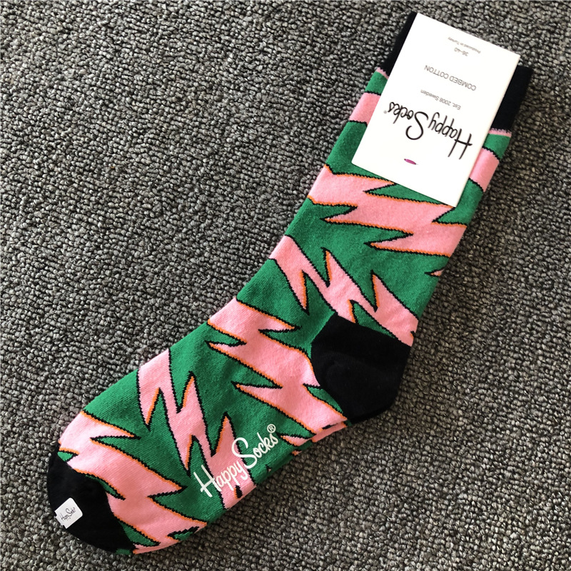happy socks新款高品质时嗨皮女袜中筒潮袜情侣长美腿袜子 可代发
