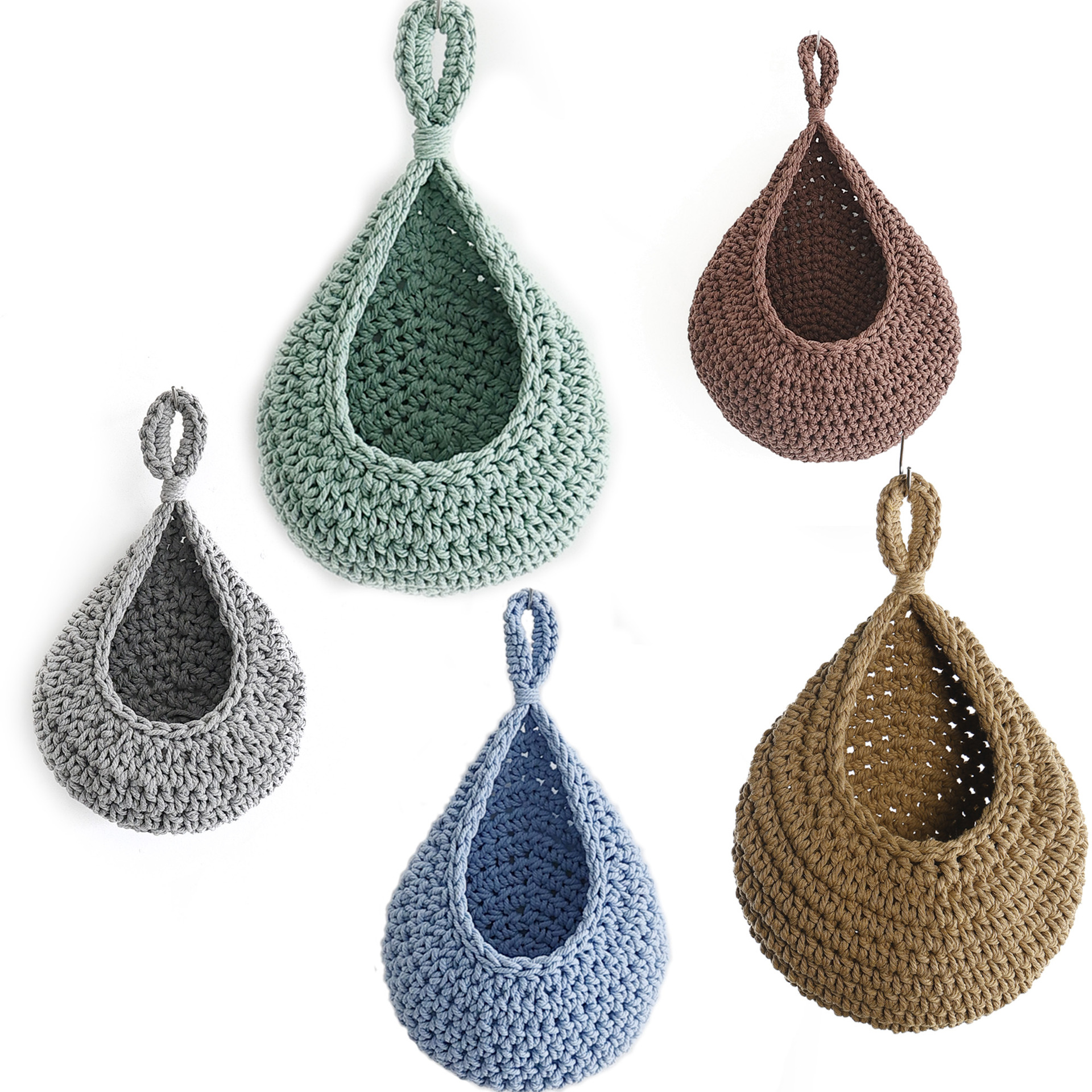 手工编织鸟巢网手编棉绳麻绳钩织水果网兜收纳储物置物水滴网兜