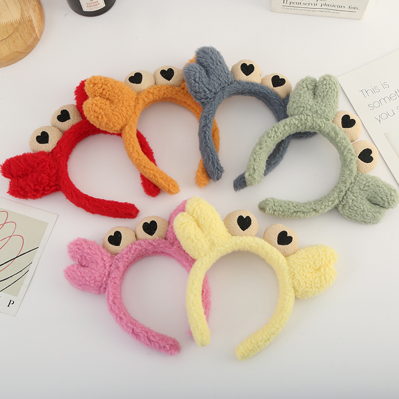 Internet Hot New Cute Crab Face Wash Hair Bands Cartoon Hair Fixer Lamb Wool Headband Wind out Hairpin Wholesale