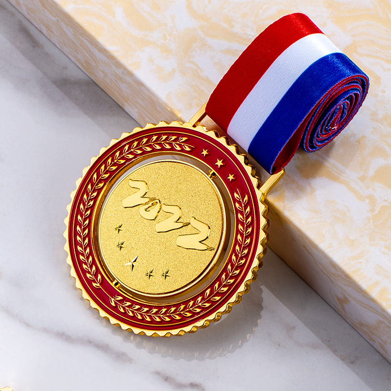 新款金属挂牌创意旋转奖牌马拉松儿童学校运动会比赛冠军金银铜奖