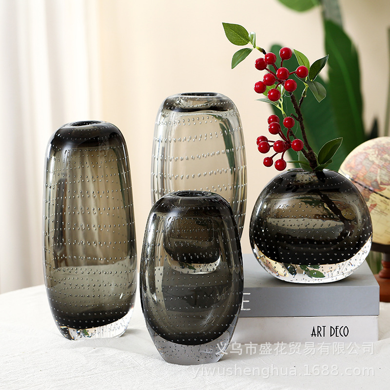 New Creative Upscale Glass Vase Nordic Style Glass Vase Decoration Artistic Living Room Hydroponic Flower Decorations