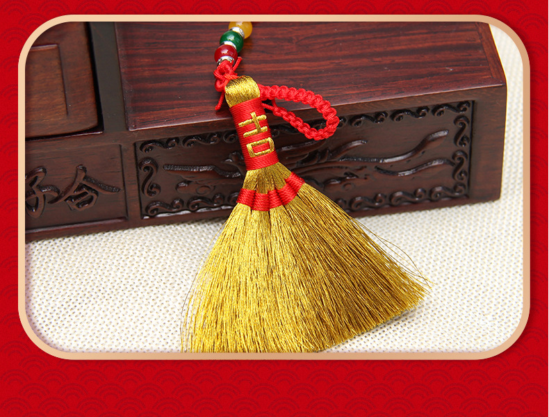 金扫把金色笤帚婴儿床头安睡小扫帚本命年随身挂件压惊钥匙扣饰品