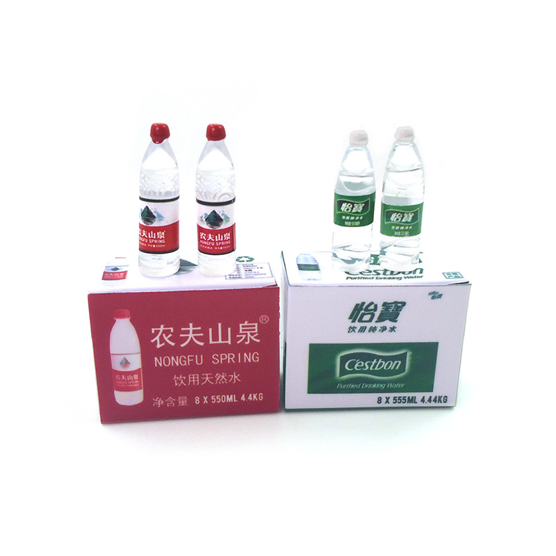 1:12娃娃屋配件迷你食玩矿泉水法国整箱依云富维克农夫山泉怡宝