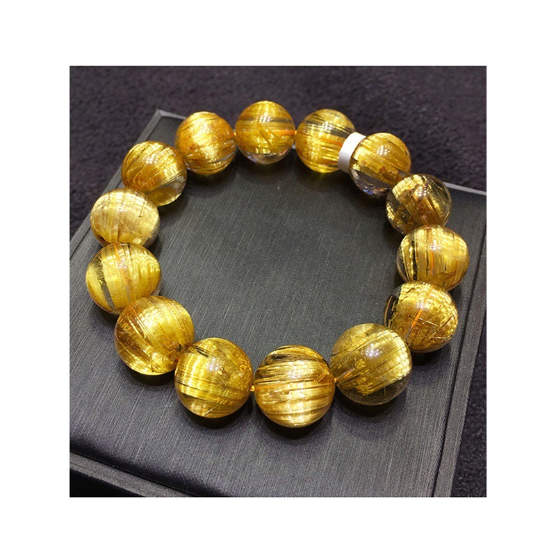 天然金发晶手链钛晶顺发猫眼石绿发晶手链女黄水晶手串男礼物礼品