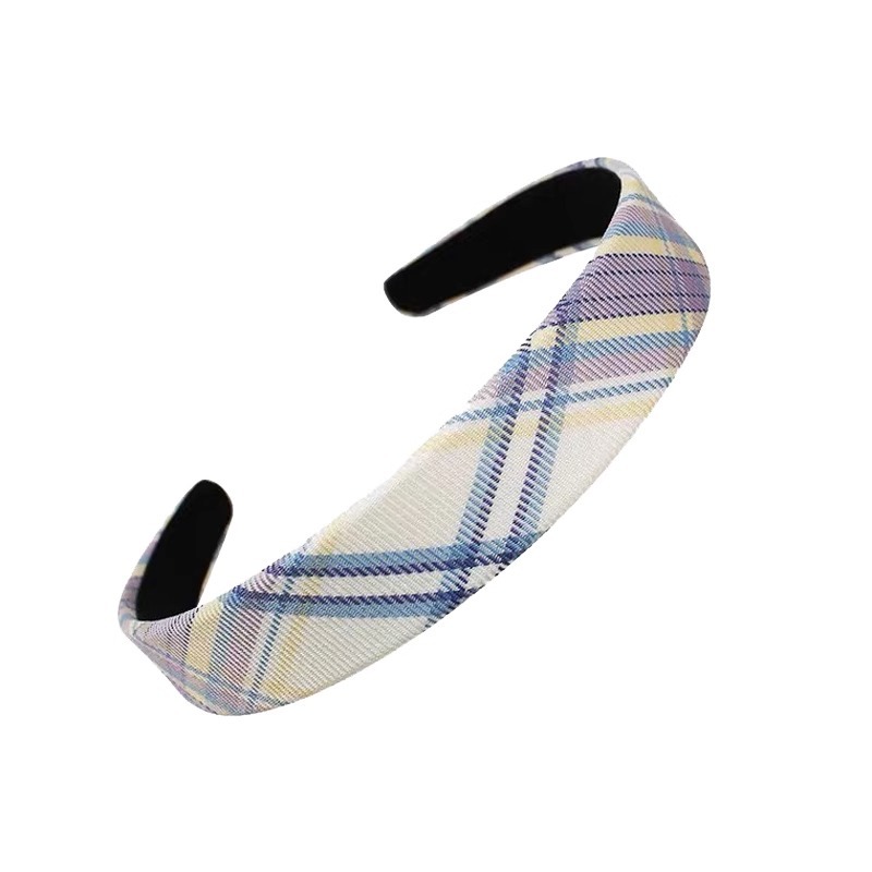 Colored Plaid Headband Sweet All-Matching Candy Color Hairpin Sponge High Skull Top Hairband Internet Celebrity Fabric Hong Kong Style Headband