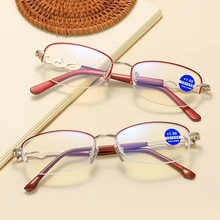 2024时尚潮流女士老花镜高清眼镜文艺复古厂家批发老年人金属眼镜