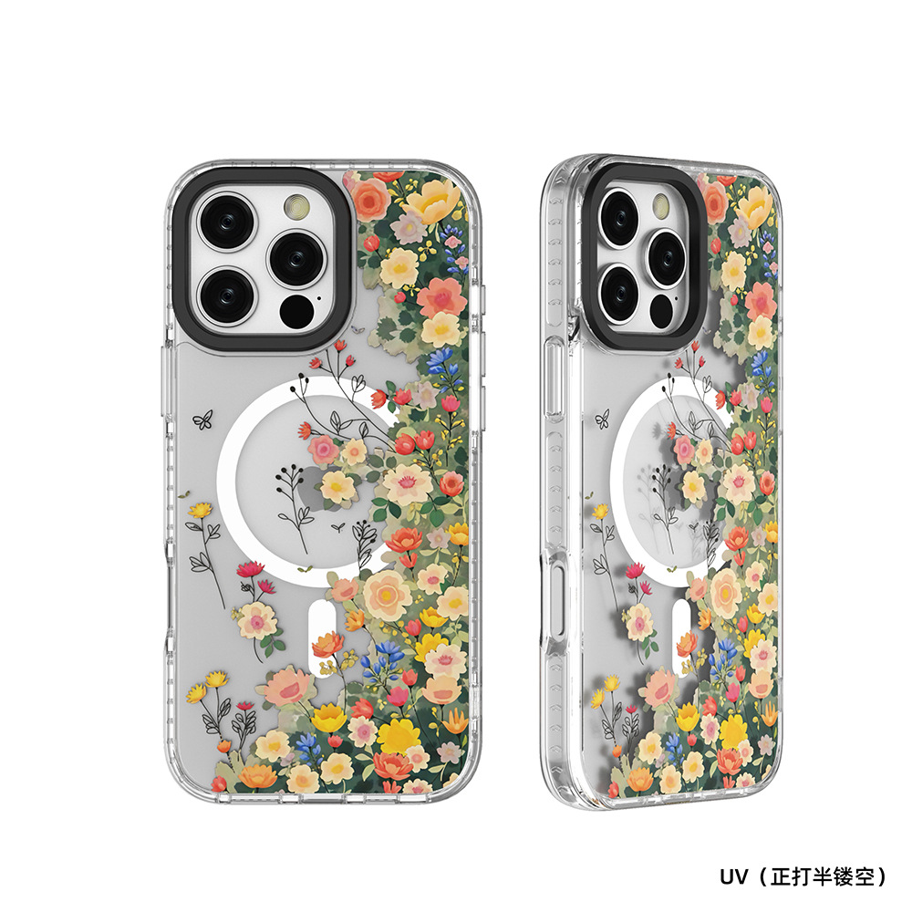 强磁吸15pro手机壳适用iPhone16 promax可拆卸更换背板图案亚克力