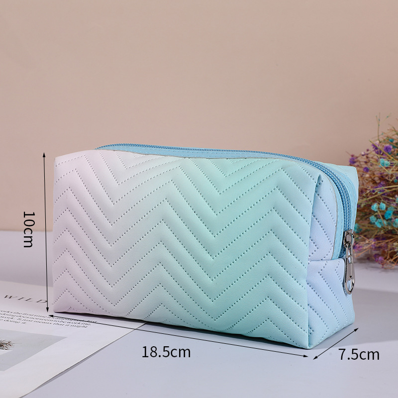 High-Profile Figure Women's PU Leather Gradient Stereo Cosmetic Bag Travel Portable Toiletry Bag Cosmetic Finishing Buggy Bag