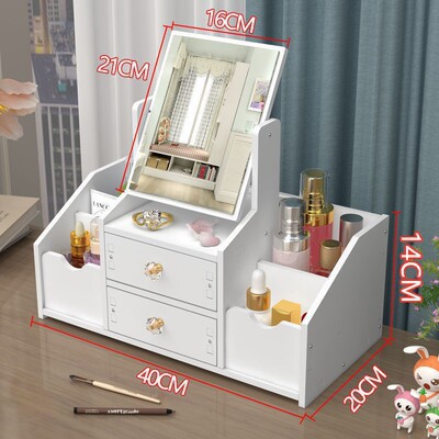 Cosmetics Storage Box Household Drawer-Type Jewelry Organizing Rack with Cosmetic Mirror High-Profile Figure Skincare Shelves