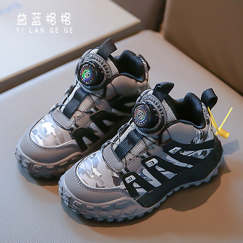 3-12岁女童鞋子纽扣鞋儿童登山鞋户外徒步鞋软底防滑男童运动鞋潮