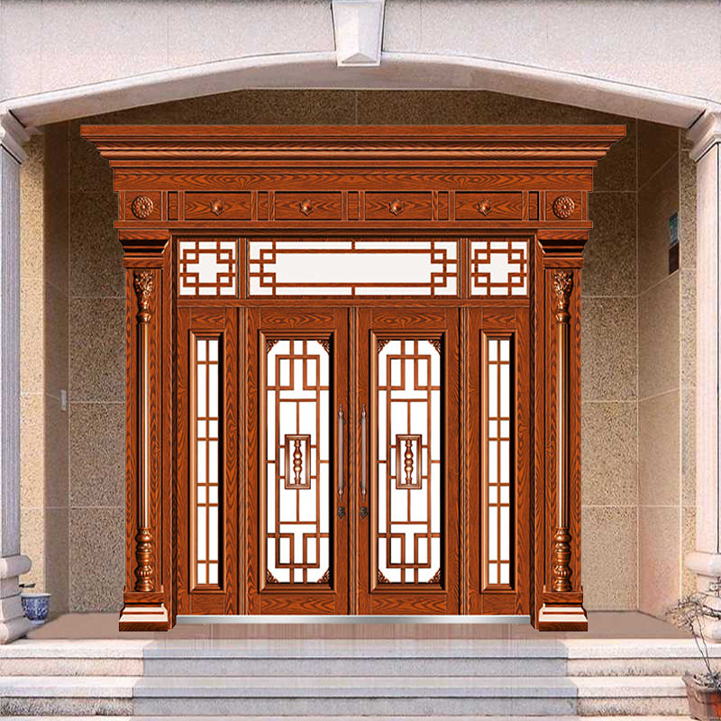 双层钢化玻璃门别墅自建房门 农村家用乡村入户防盗门 锌合金大门